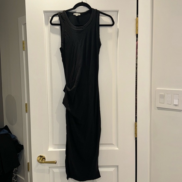James Perse - scoop black midi dress - size 2 - Picture 1 of 4